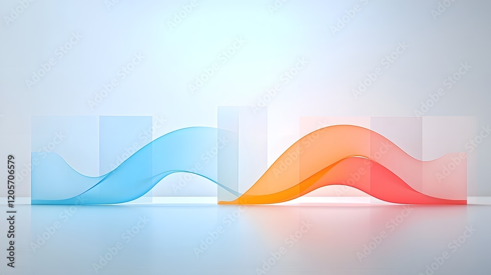 Poster Mesmerizing wave like gradient in soft pastel colors creating a tranquil and relaxing ambiance  Abstract digital art with a serene and ethereal feel