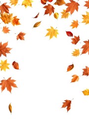 Obraz premium A collection of falling, flying dry autumn leaves, isolated on a white background, seasonal, leaves
