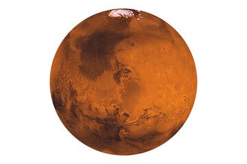 Planet Mars isolated on white background. Elements of this image furnished by NASA