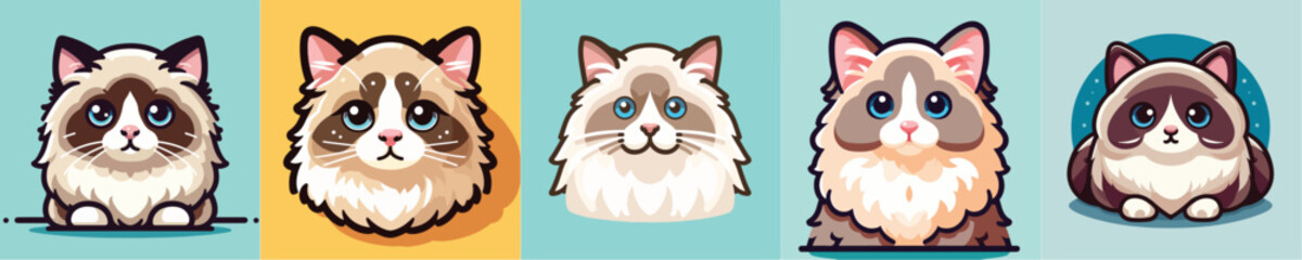 Vector set of cute cats