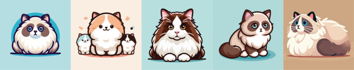 Vector set of cute cats
