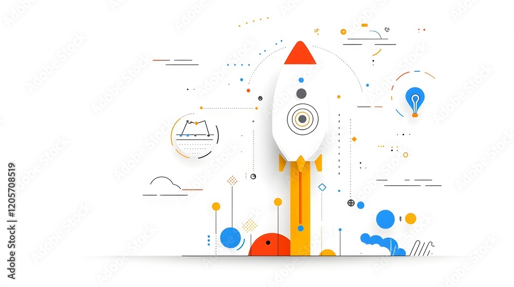 Poster Collection of linear icons representing key business concepts such as teamwork growth target goals and innovation  These simple minimalist graphics are designed for use in web interfaces mobile apps