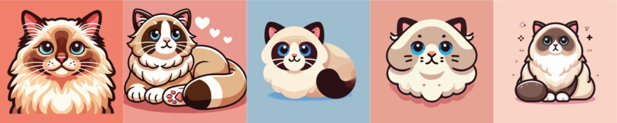 Vector set of cute cats