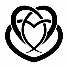 Two Intertwined Hearts black silhouette vector illustration