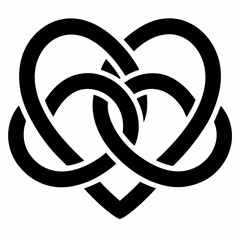 Two Intertwined Hearts black silhouette vector illustration