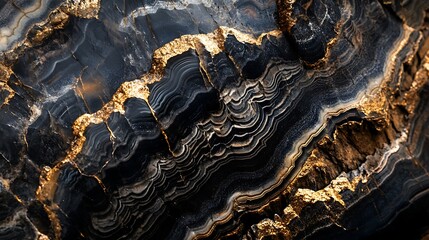 Fototapeta premium A Close-Up of a Black Onyx Stone with Polished Surface 