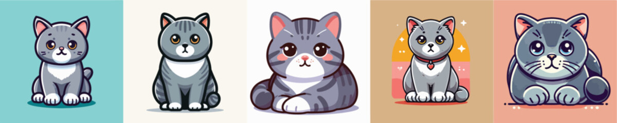 Vector set of cute cats