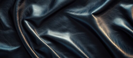 Textured dark leather background with natural creases and highlights of light