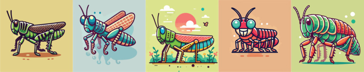 Vector collection of grasshoppers
