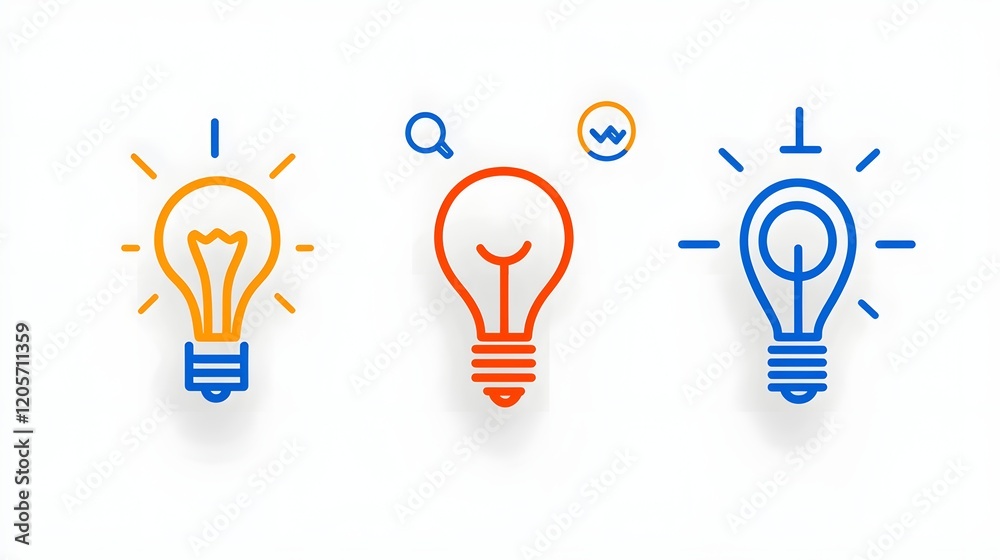 Poster Minimalist outline icon collection designed to visually represent key elements of business strategy  company growth  and organizational goals