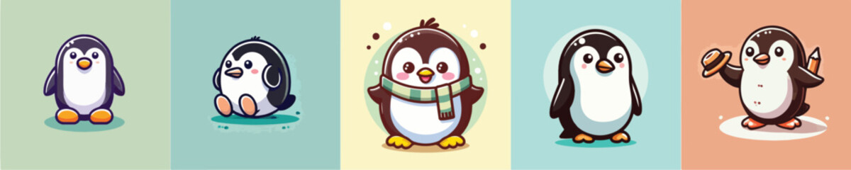 Collection of cute penguin vectors