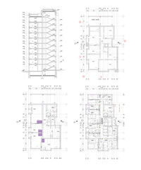 Vector architectural projects of a multistory building floor plan