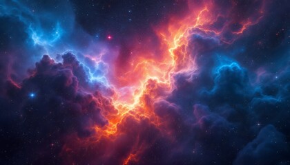 Cosmic Nebula: A Celestial Dance of Fire and Ice in the Vast Expanse of Space