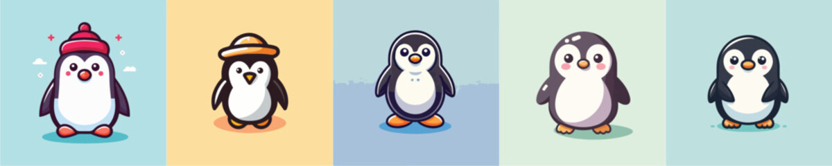 Collection of cute penguin vectors