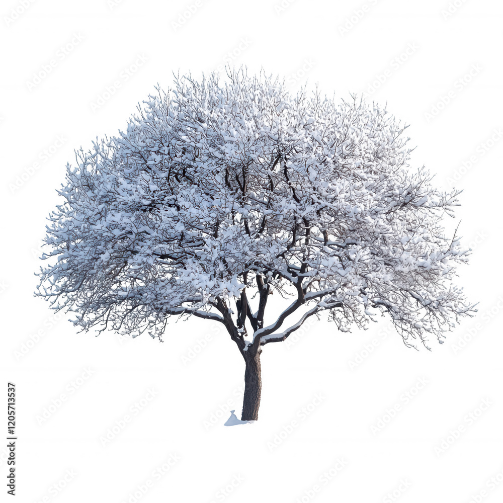 Wall mural tree covered in snow isolated on transparent background