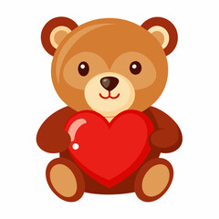 Teddy Bear Holding a Heart vector illustration white background