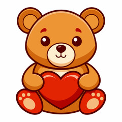 Teddy Bear Holding a Heart vector illustration white background