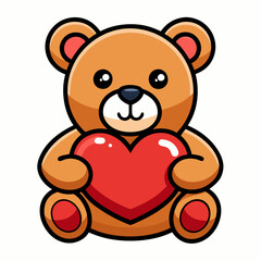 Teddy Bear Holding a Heart vector illustration white background