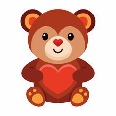 Teddy Bear Holding a Heart vector illustration white background