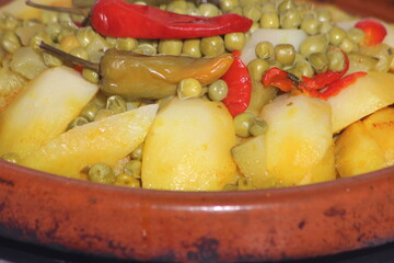 Moroccan tajine with potato and peas