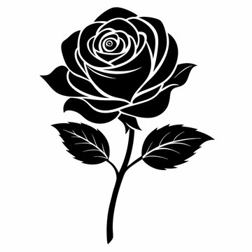recommend clip art: Rose Flower black silhouette vector illustration