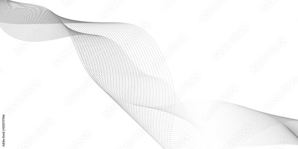 Wall mural abstract wave element for line design, dynamic sound wave isolated on white background, abstract gre