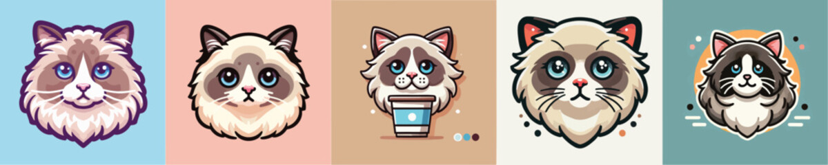 Vector set of cute cats