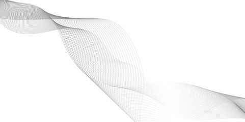 abstract wave element for line design, dynamic sound wave isolated on white background,  abstract grey and white technology blend smooth wave lines.	
