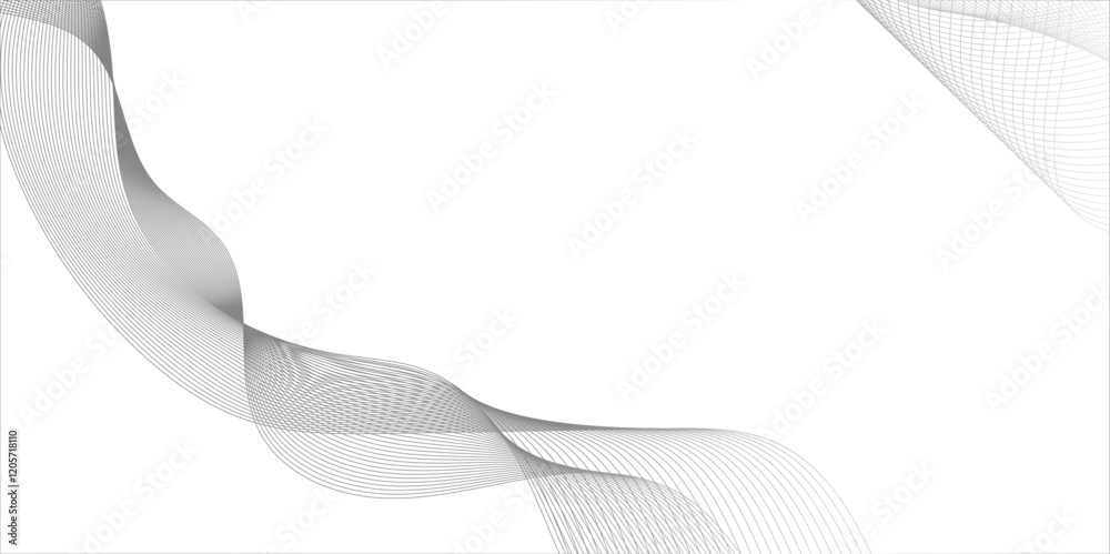 Wall mural abstract wave element for line design, dynamic sound wave isolated on white background, abstract gre