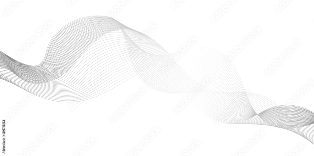 Wall mural abstract wave element for line design, dynamic sound wave isolated on white background, abstract gre
