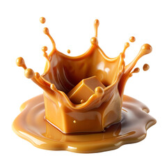 Caramel splash isolated on transparent background