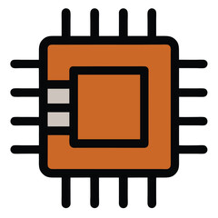 Single chip outline icon vector on white background