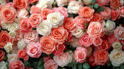 Beautiful arrangement of vibrant roses in various shades creating an enchanting floral display in a garden setting