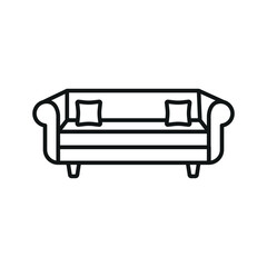 Sofa icon featuring a classic and elegant design, ideal for adding sophistication to luxury, vintage, or high-end furniture-themed projects