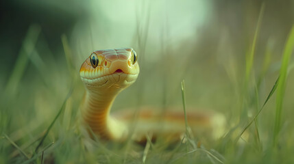 Obraz premium Close-Up View of Colorful Snake in Natural Grass Environment