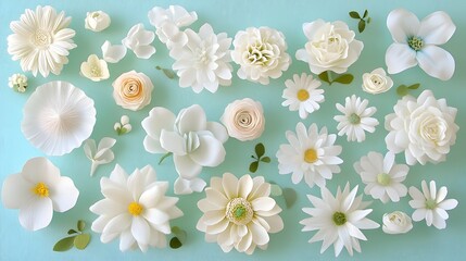 An Arrangement Of Exquisite Paper Flowers In White And Cream