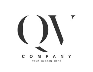 QV logo design. Initial letter q and v serif font style. Creative classic company name typography. Trendy logotype or identity.