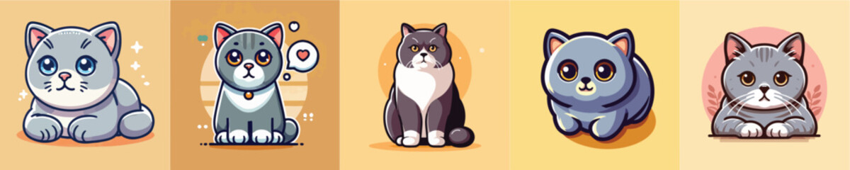 Vector collection of cute cats