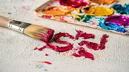 Obraz premium Creative indoor painting tools close-up