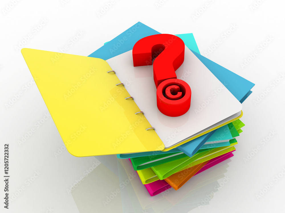 Poster 3d rendering file folder with question symbol