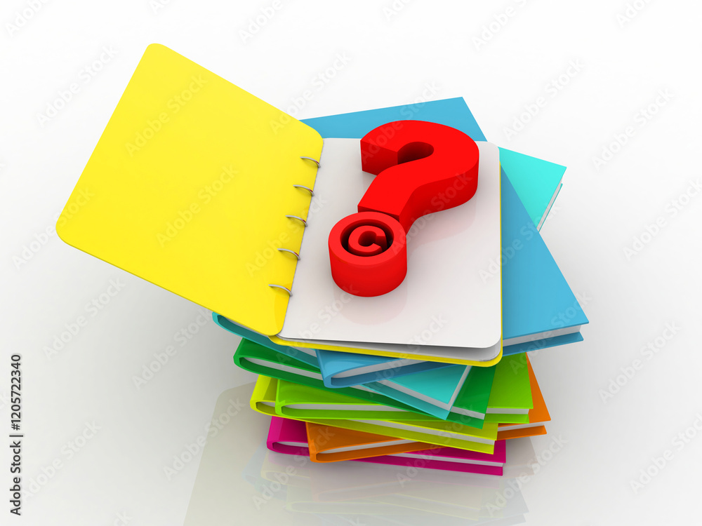 Poster 3d rendering file folder with question symbol