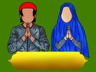 Ramadan background, illustration of apology, abstract, name box, green color