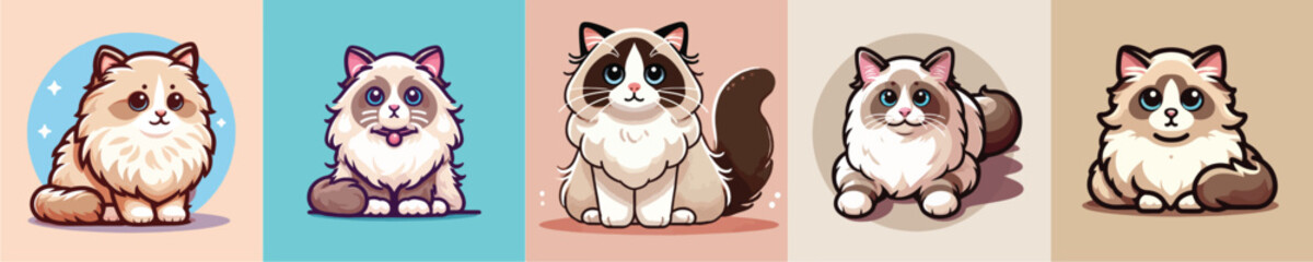 Vector collection of cute cats