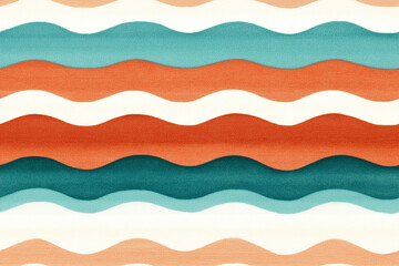 Fototapeta premium Seamless Colorful Wavy Pattern Background: Vibrant Orange, Blue and Cream Tones for Creative Design Projects.