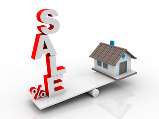 3D rendering Concept of house for sale
