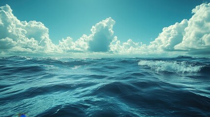 Fototapeta premium Clear Blue Ocean Water Under a Vibrant Sunny Sky