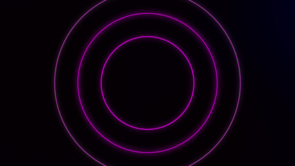 Vibrant concentric circles in purple tones illuminated against a dark background