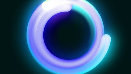 Colorful glowing circle surrounded by soft lights on a dark background at night