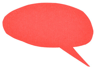 Red round blank cut out cardboard paper speech bubble with copy space for text on transparent png...