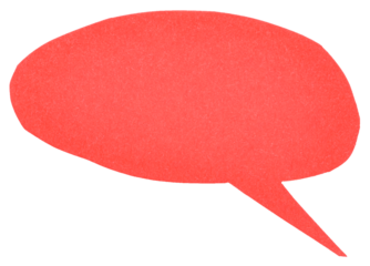 Red round blank cut out cardboard paper speech bubble with copy space for text on transparent png background design element